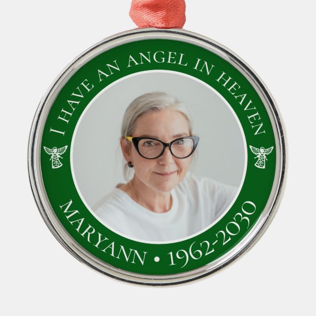 Ängel i himlen minnesfoto julgransprydnad metall (Framsidan)