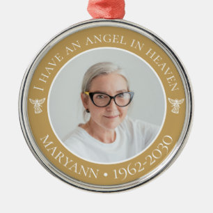 Ängel i himlen minnesfoto julgransprydnad metall