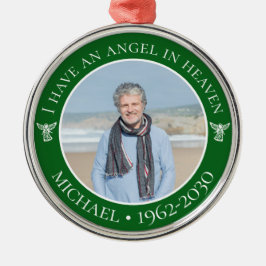 Ängel i himlen minnesfoto julgransprydnad metall