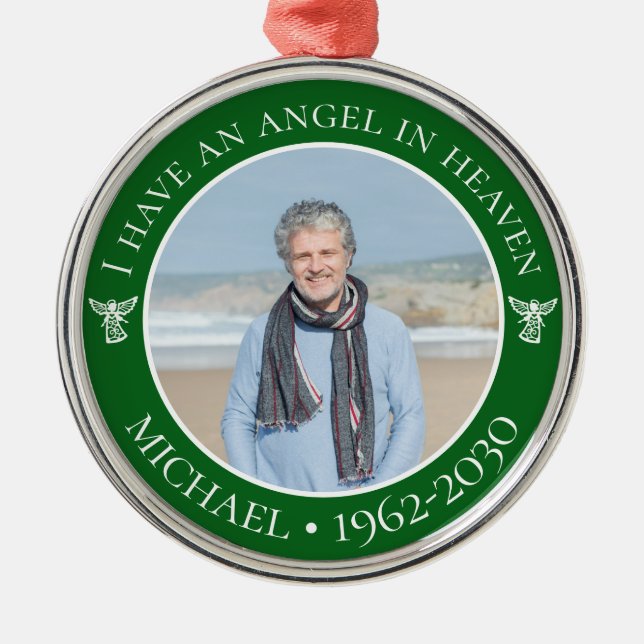 Ängel i himlen minnesfoto julgransprydnad metall (Framsidan)