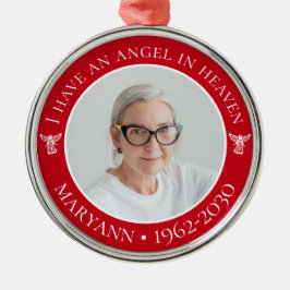 Ängel i himlen minnesfoto julgransprydnad metall
