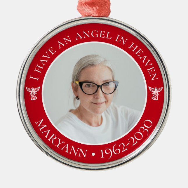 Ängel i himlen minnesfoto julgransprydnad metall (Framsidan)
