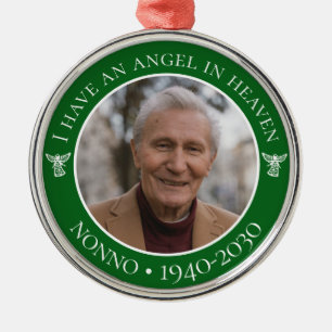 Ängel i himlen Nonno minnesmärke foto Julgransprydnad Metall