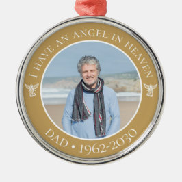 Ängel i himlen Pappa Minnesfoto Julgransprydnad Metall