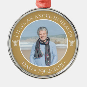 Ängel i himlen Pappa Minnesfoto Julgransprydnad Metall