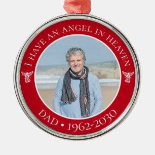 Ängel i himlen Pappa Minnesfoto Julgransprydnad Metall