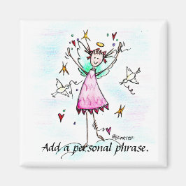 Angel i Röda Gown har Hearts and Peace Dove-sketch Magnet