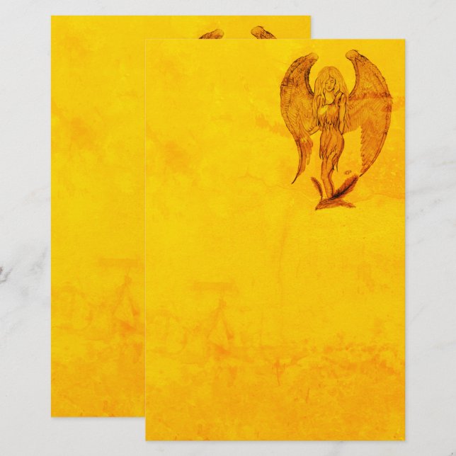 Angel i Tattoo Stil Brevpapper (Fram/baksida)
