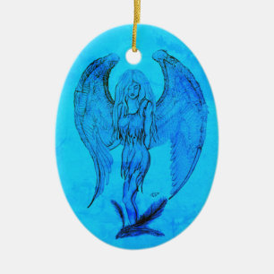 Angel i Tattoo Stil Julgransprydnad Keramik