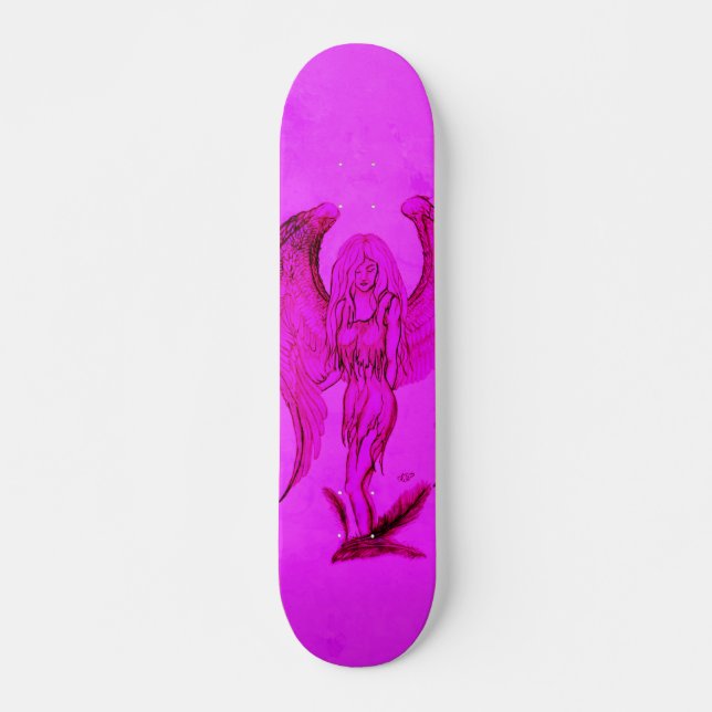 Angel i Tattoo Stil Mini Skateboard Bräda 18,5 Cm (Framsida)