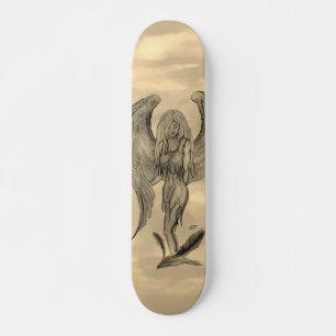 Angel i Tattoo Stil Mini Skateboard Bräda 18,5 Cm