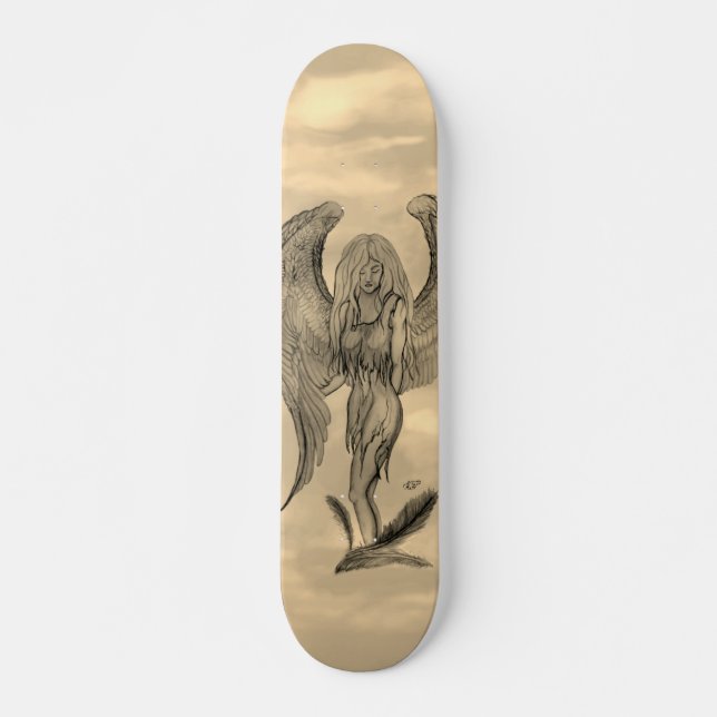 Angel i Tattoo Stil Mini Skateboard Bräda 18,5 Cm (Framsida)