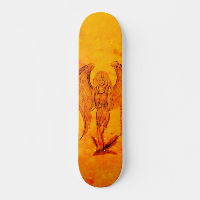 Angel i Tattoo Stil Mini Skateboard Bräda 18,5 Cm (Framsida)