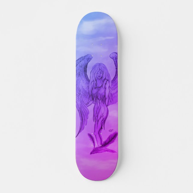 Angel i Tattoo Stil Mini Skateboard Bräda 18,5 Cm (Framsida)