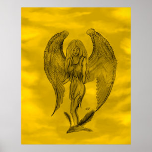 Angel i Tattoo Stil Poster
