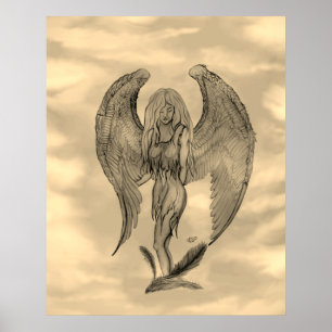Angel i Tattoo Stil Poster