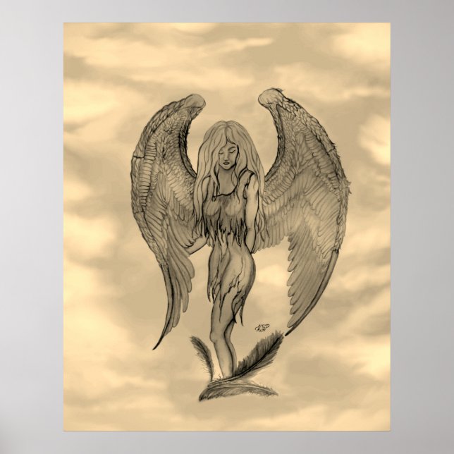 Angel i Tattoo Stil Poster (Framsidan)