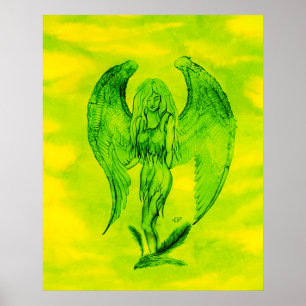 Angel i Tattoo Stil Poster