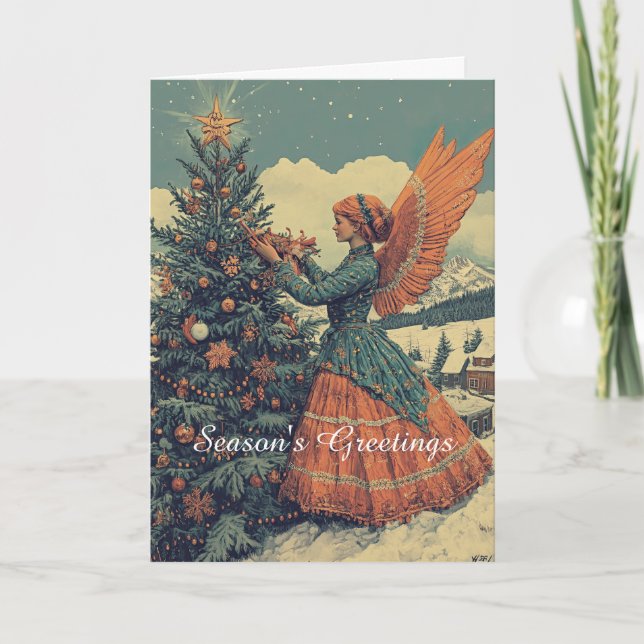 Angel i Victorian Dress jul Kort (Framsida)