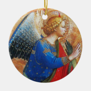 ANGEL IN GULD RED AND BLUE, Sapphire Gem stone Julgransprydnad Keramik