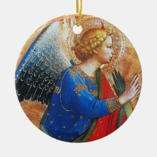 ANGEL IN GULD RED AND BLUE, Sapphire Gem stone Julgransprydnad Keramik (Framsidan)