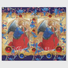 ANGEL IN RED,GULD,BLUE BLOMMIGT PARCHMENT MED GEMS PRESENTPAPPER