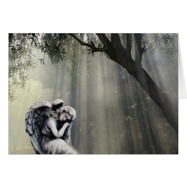 Angel in Sol Rays Card Hälsningskort (Framsidan Horizontal)