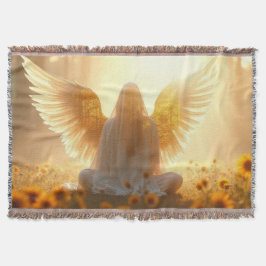 Angel in the sunflowers at sunset filt