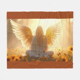 Angel in the sunflowers at sunset fleecefilt