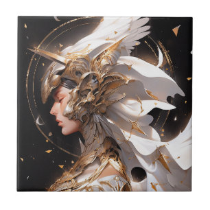 Angel in White Armor Fantasy Art Kakelplatta