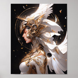 Angel in White Armor Fantasy Art Poster