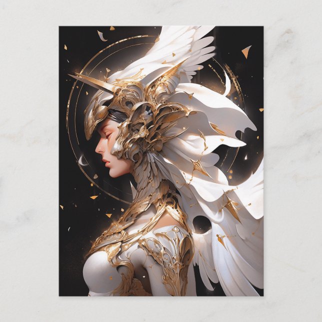 Angel in White Armor Fantasy Art Vykort (Framsida)