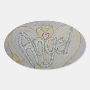 Angel inspirational Ord Art Decal Stickers Ovalt Klistermärke