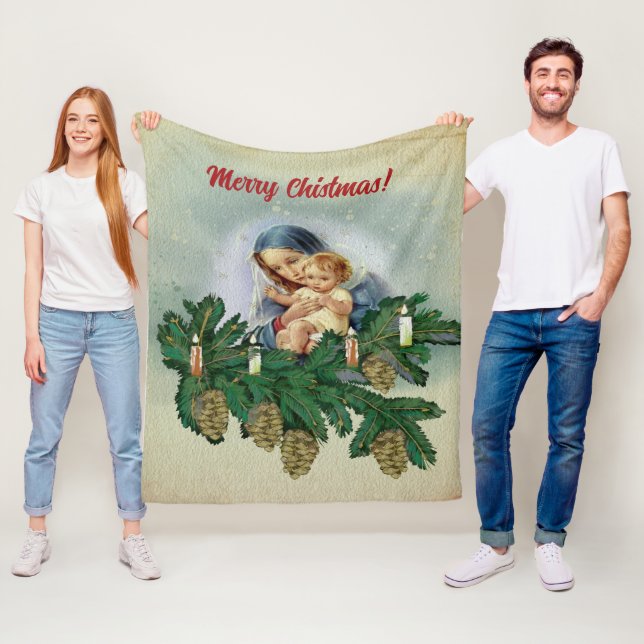 Angel Jul Mery och Jesus i Candle Light Fleecefilt (På plats)