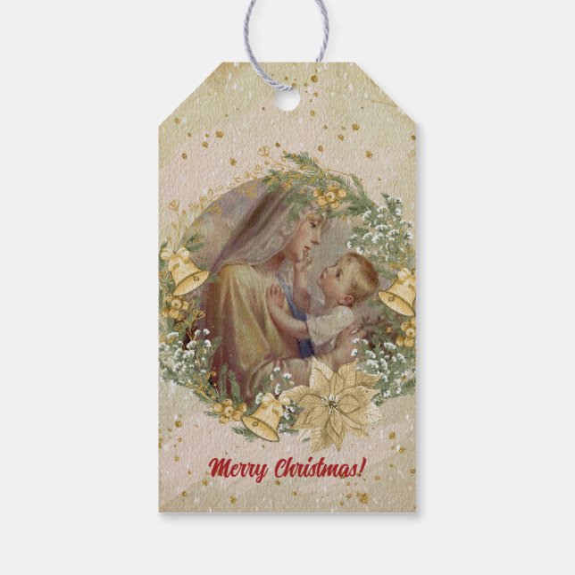 Angel Jul Mor och Child Presentetikett (Baksidan)