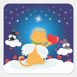 Angel Kattunge - Med Kärlek från himlen Fyrkantigt Klistermärke