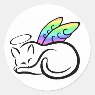 Angel Kattunge Sticker Runt Klistermärke