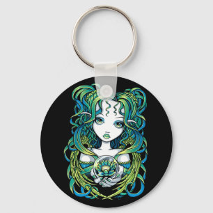 Ängel Keychain "för Kallan" grön lotusblommavat Nyckelring