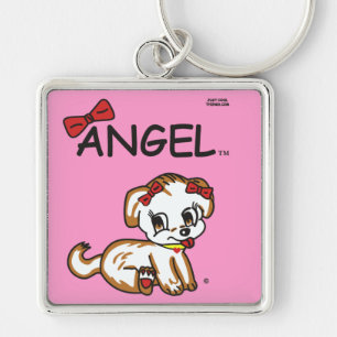 Ängel Keychain Fyrkantig Silverfärgad Nyckelring