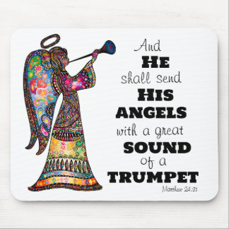 Angel Ljud Trumpet Bible Verse Vibrant Färg Musmatta