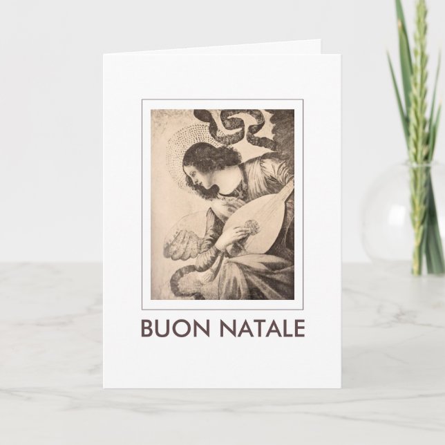 Angel Lute Buon Natale jul Helgkort (Framsida)