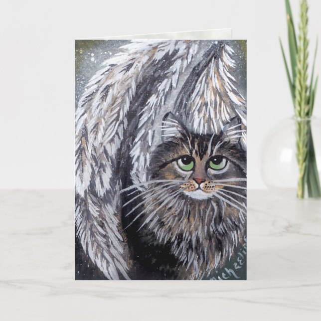 Angel Maine Coon Cat Card Kort (Framsida)