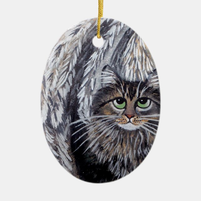 Angel Maine Coon Cat Ornament (Framsidan)