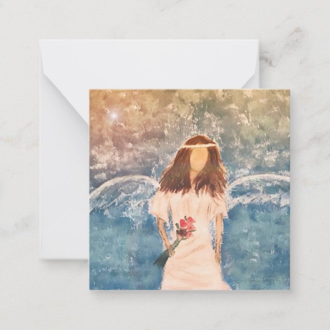 Angel målarmini notecard 2,5 tum anteckningskort (Framsida)