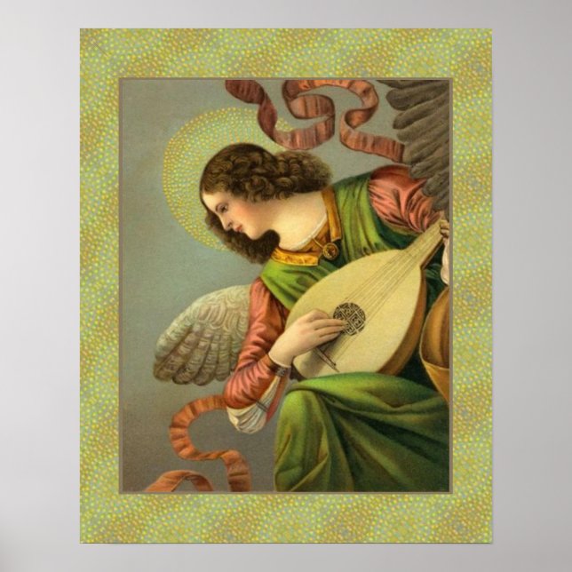 Ängel målning med mandolin poster (Framsidan)