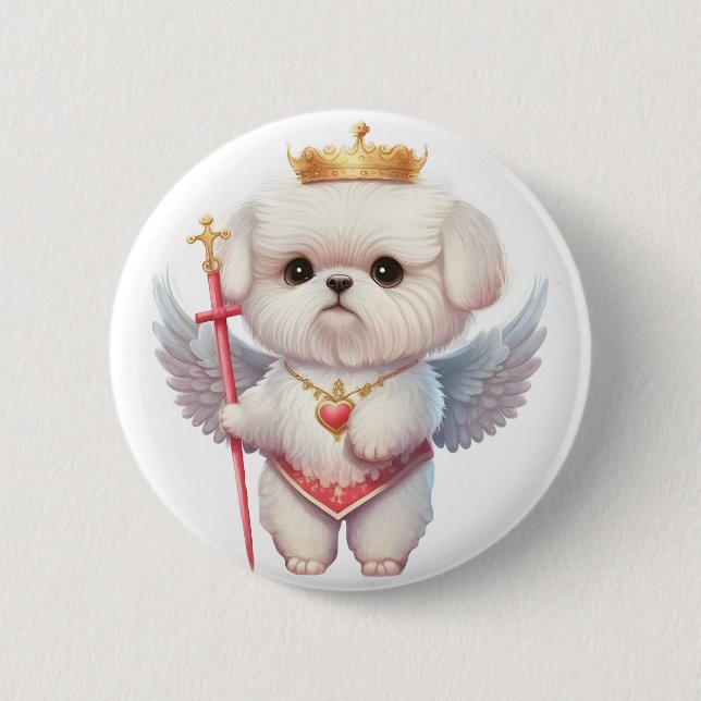Angel Maltese Puppy, Maltes hundälskare och ägare Knapp (Framsida)
