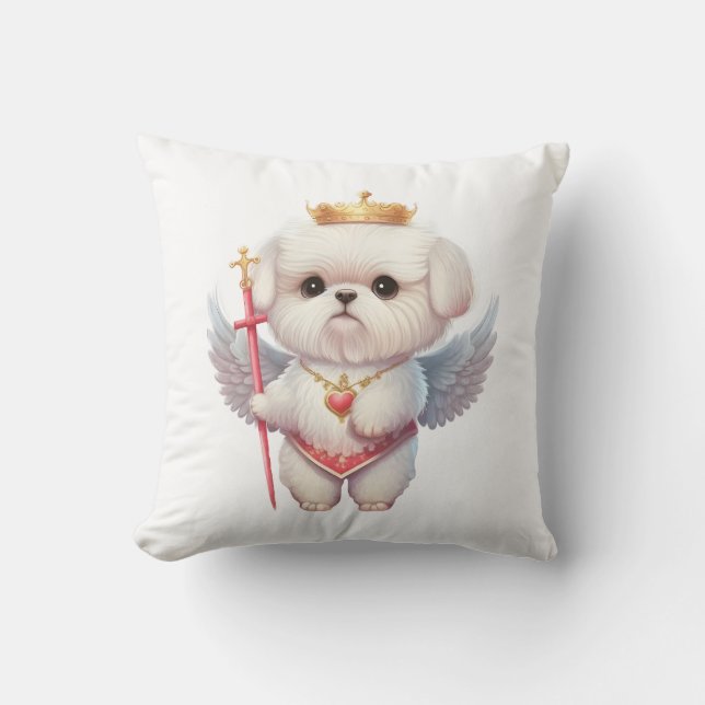 Angel Maltese Puppy, Maltes hundälskare och ägare Kudde (Framsida)