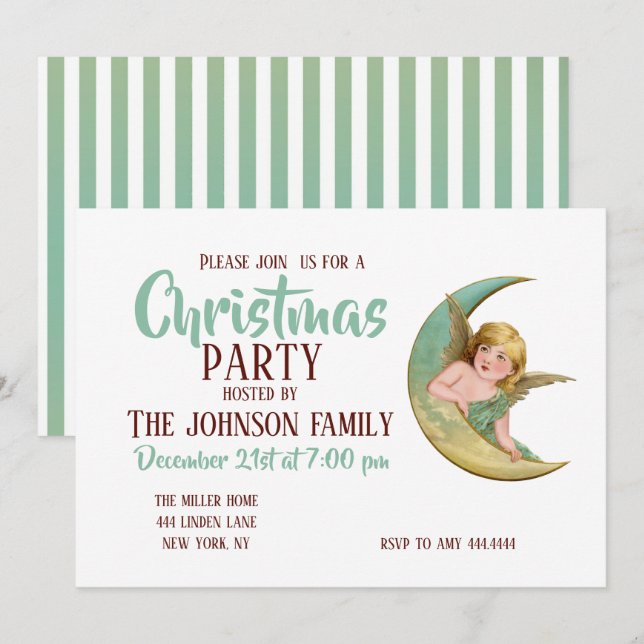 Angel Måne Painting Inbjudningar (Fram/baksida)