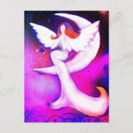 Angel Måne Stars Fairy Art Celestial Illustration Vykort