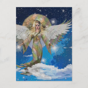 Angel Måne Vingar Vacker Fantasy Art Vykort